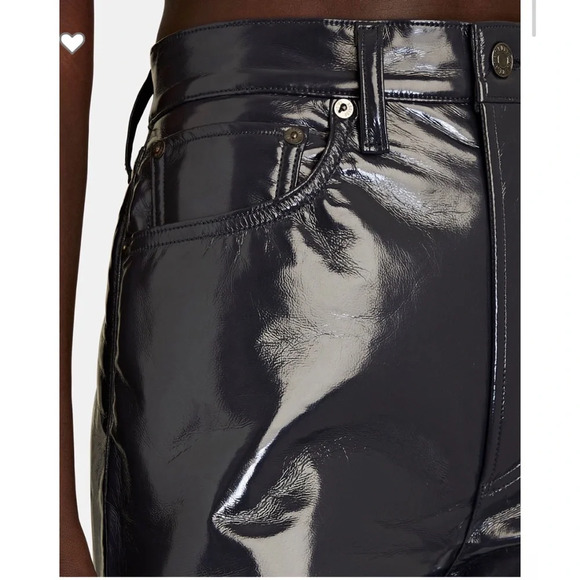 Agolde Recycled Leather 90's Pinch Waist in Shadow Patent Size 26 Pants Revolve - Picture 11 of 11